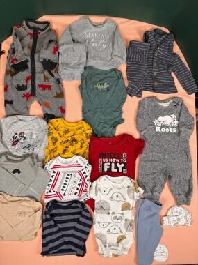 Baby Boy 0–3M Fall/Winter Clothing Lot – Carter’s, Roots, Disney & More – #179